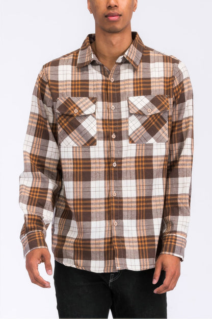 Regular Fit Checker Plaid Flannel Long Sleeve - ZumBuys