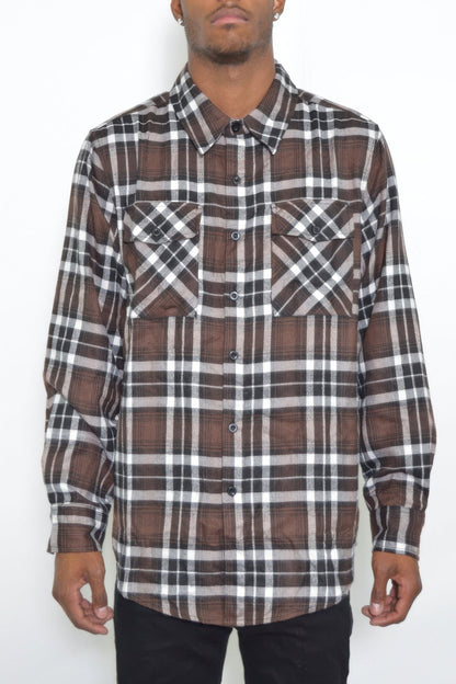 Regular Fit Checker Plaid Flannel Long Sleeve - ZumBuys