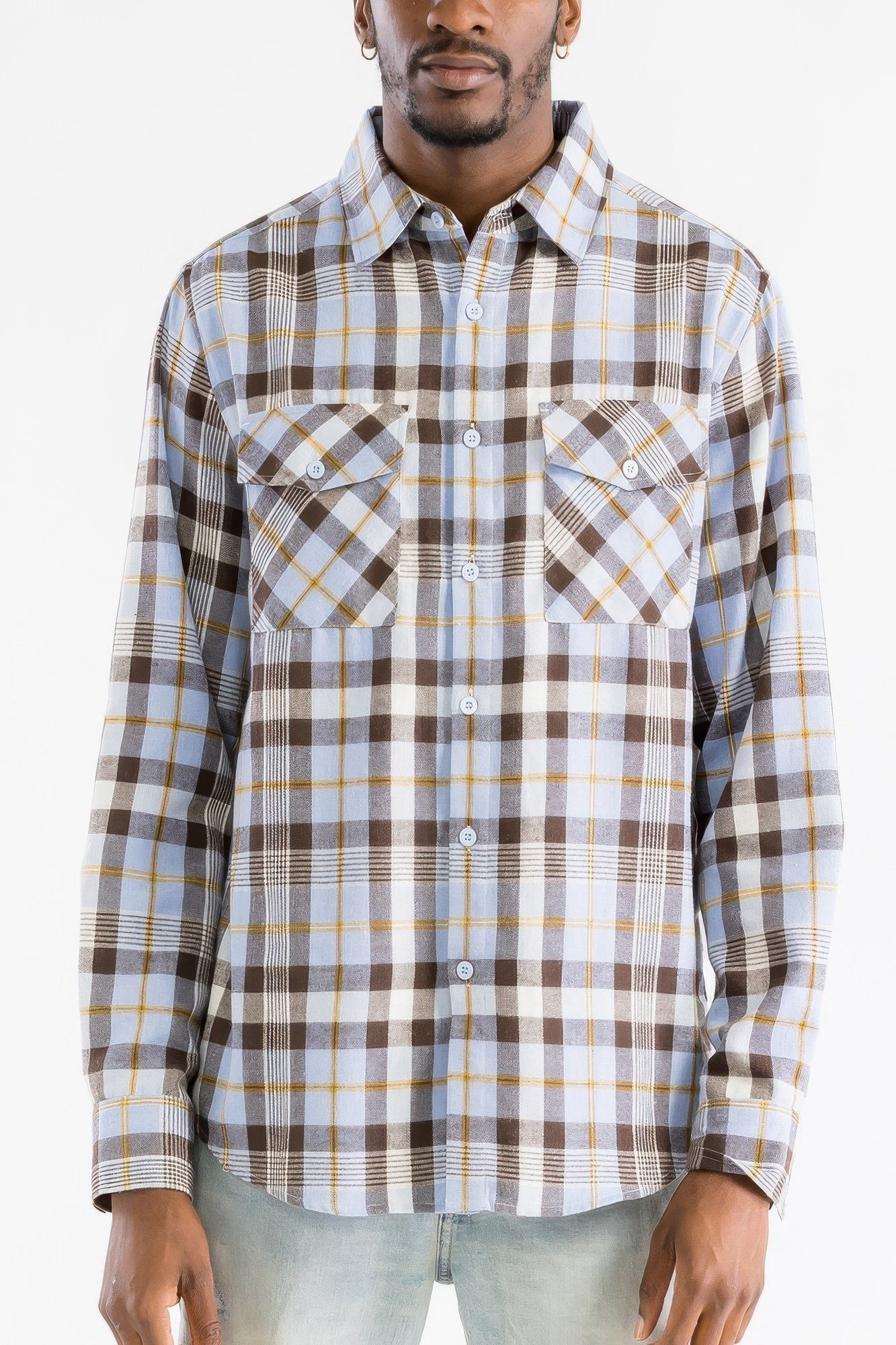 Regular Fit Checker Plaid Flannel Long Sleeve - ZumBuys
