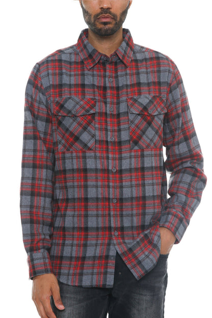 Regular Fit Checker Plaid Flannel Long Sleeve - ZumBuys