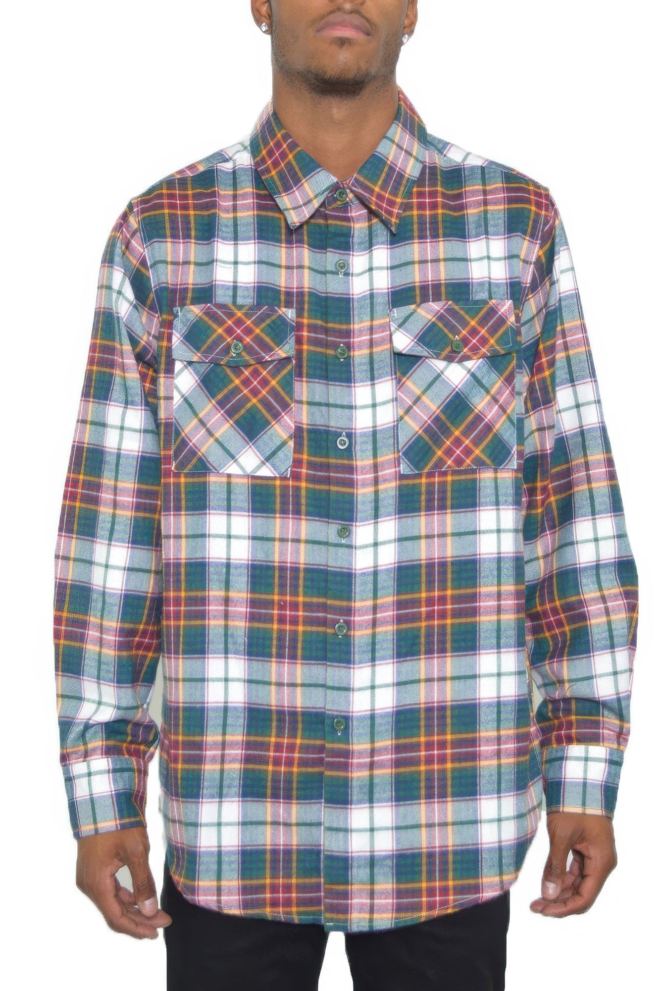 Regular Fit Checker Plaid Flannel Long Sleeve - ZumBuys