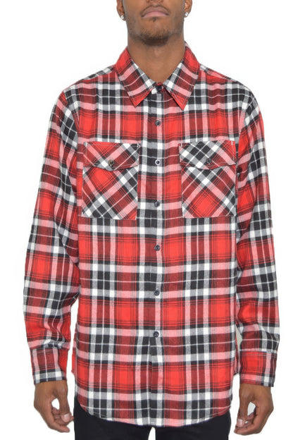 Regular Fit Checker Plaid Flannel Long Sleeve - ZumBuys
