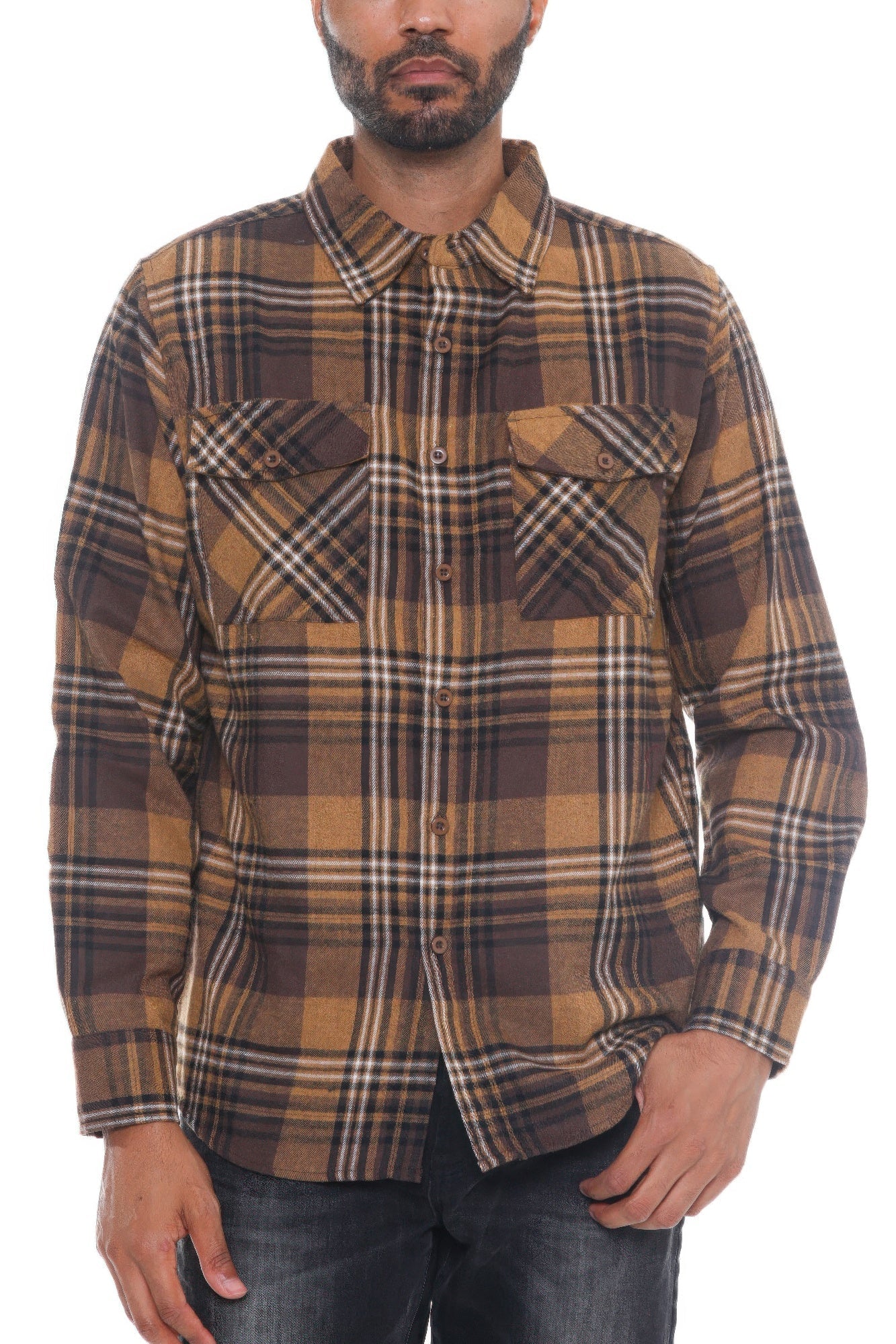 Regular Fit Checker Plaid Flannel Long Sleeve - ZumBuys