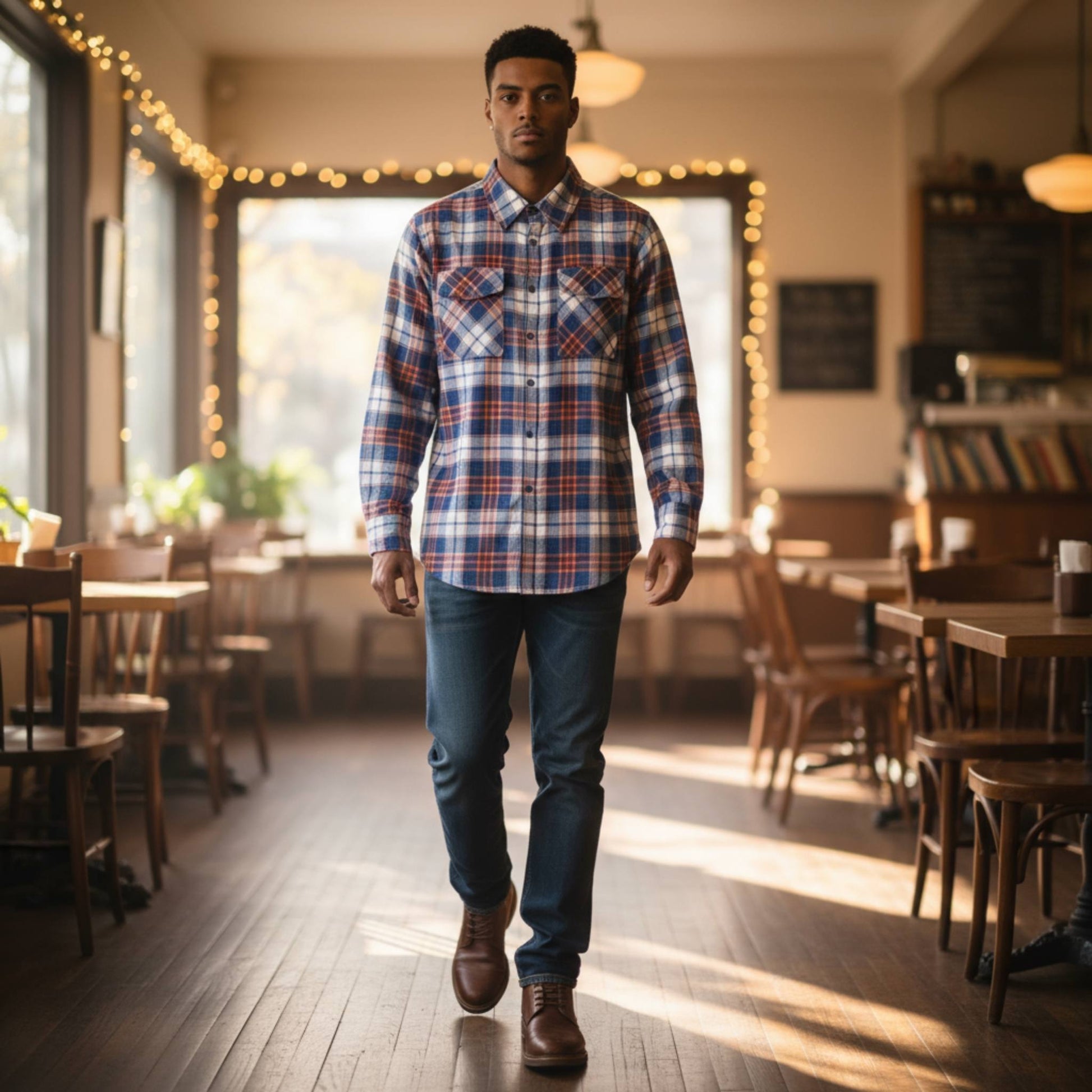 Regular Fit Checker Plaid Flannel Long Sleeve - ZumBuys