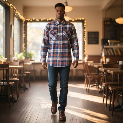 Regular Fit Checker Plaid Flannel Long Sleeve - ZumBuys