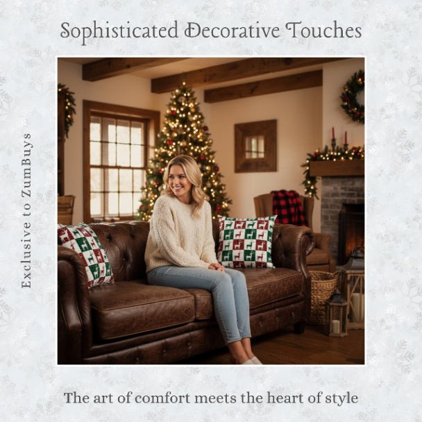 Reindeer Plaid Rhapsody Square Pillow Cover - ZumBuys