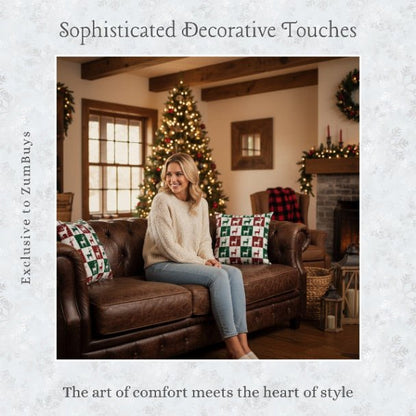 Reindeer Plaid Rhapsody Square Pillow Cover - ZumBuys