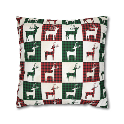 Reindeer Plaid Rhapsody Square Pillow Cover - ZumBuys