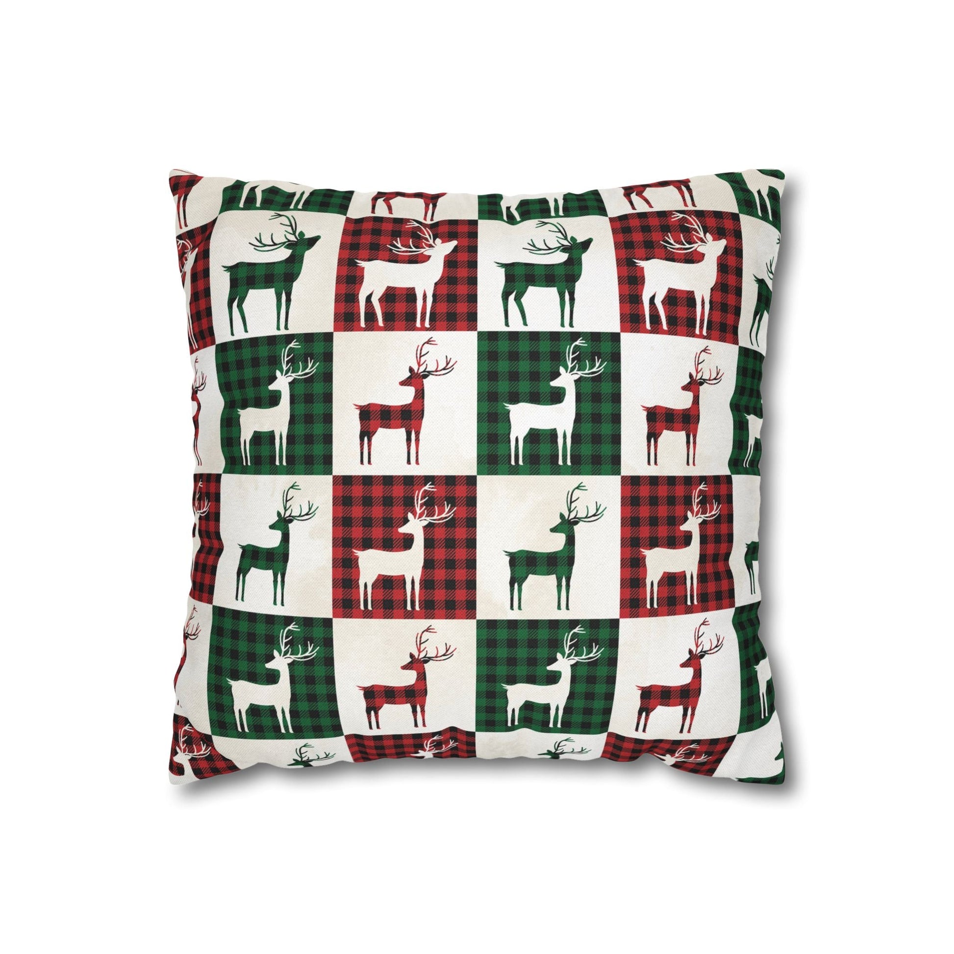 Reindeer Plaid Rhapsody Square Pillow Cover - ZumBuys