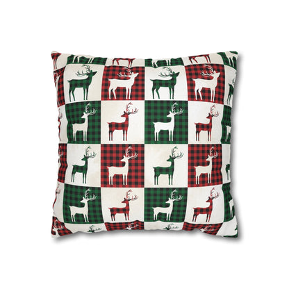 Reindeer Plaid Rhapsody Square Pillow Cover - ZumBuys