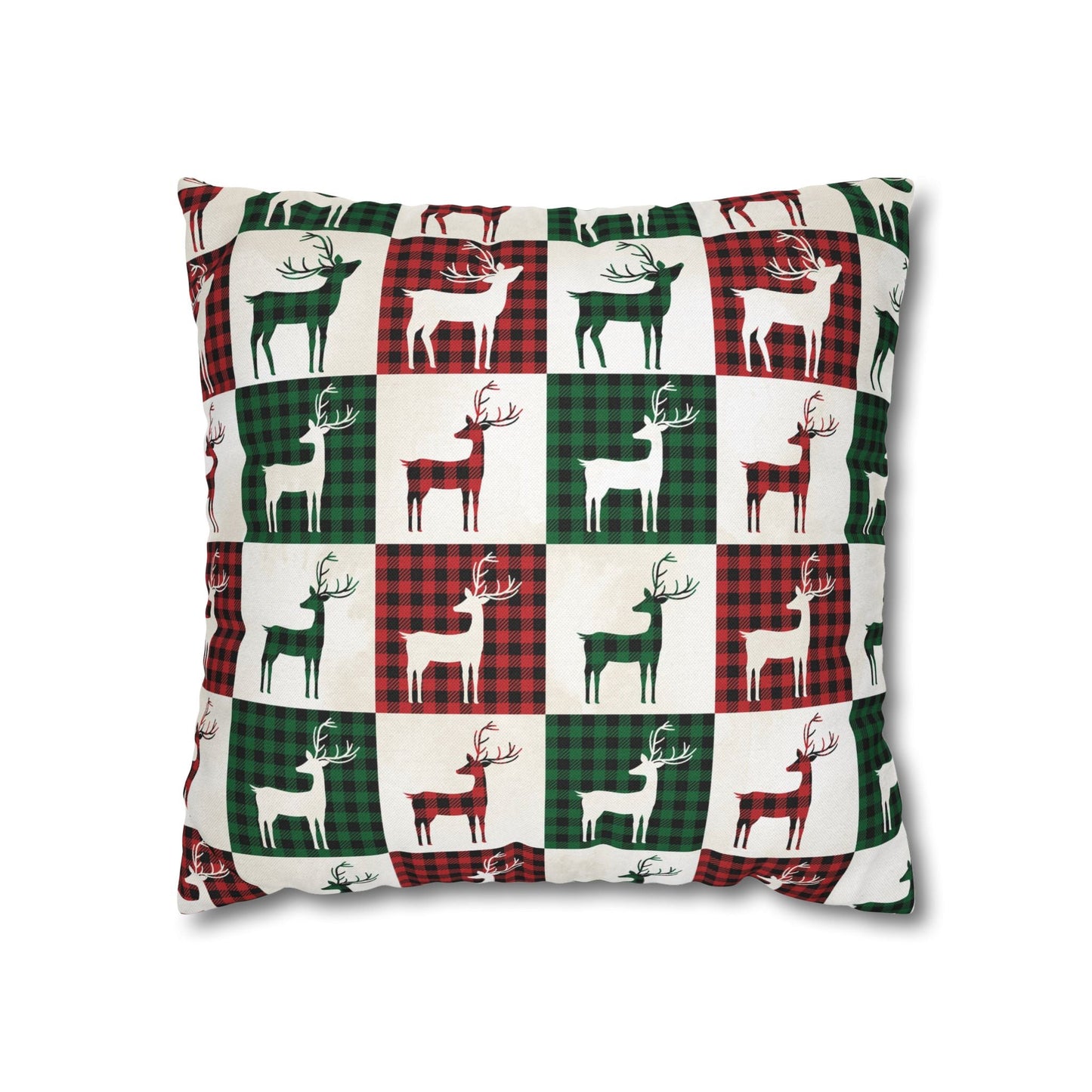 Reindeer Plaid Rhapsody Square Pillow Cover - ZumBuys
