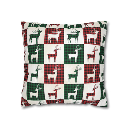 Reindeer Plaid Rhapsody Square Pillow Cover - ZumBuys