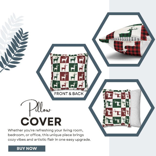 Reindeer Plaid Rhapsody Square Pillow Cover - ZumBuys