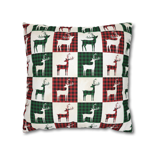 Reindeer Plaid Rhapsody Square Pillow Cover - ZumBuys
