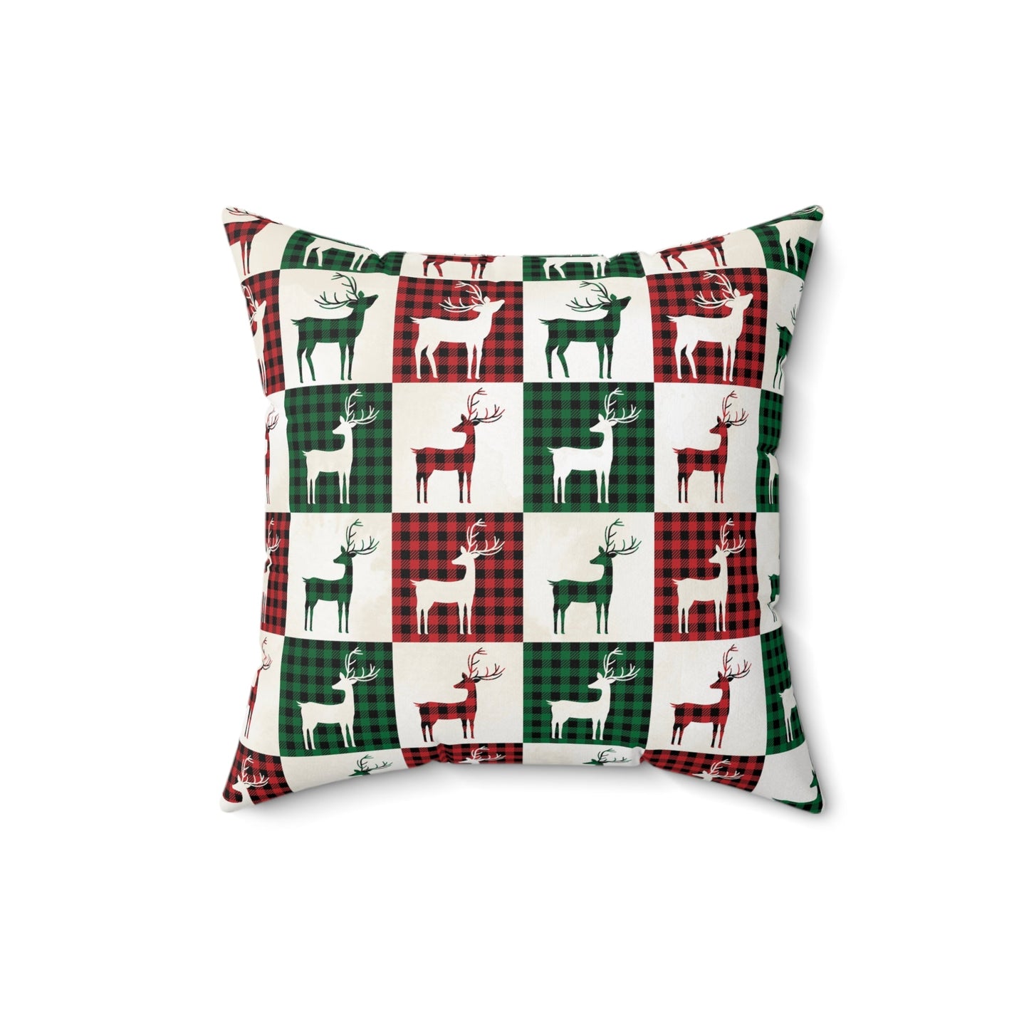 Reindeer Plaid Rhapsody Square Pillow - ZumBuys
