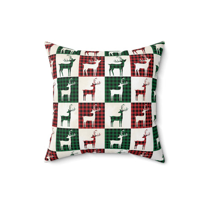 Reindeer Plaid Rhapsody Square Pillow - ZumBuys