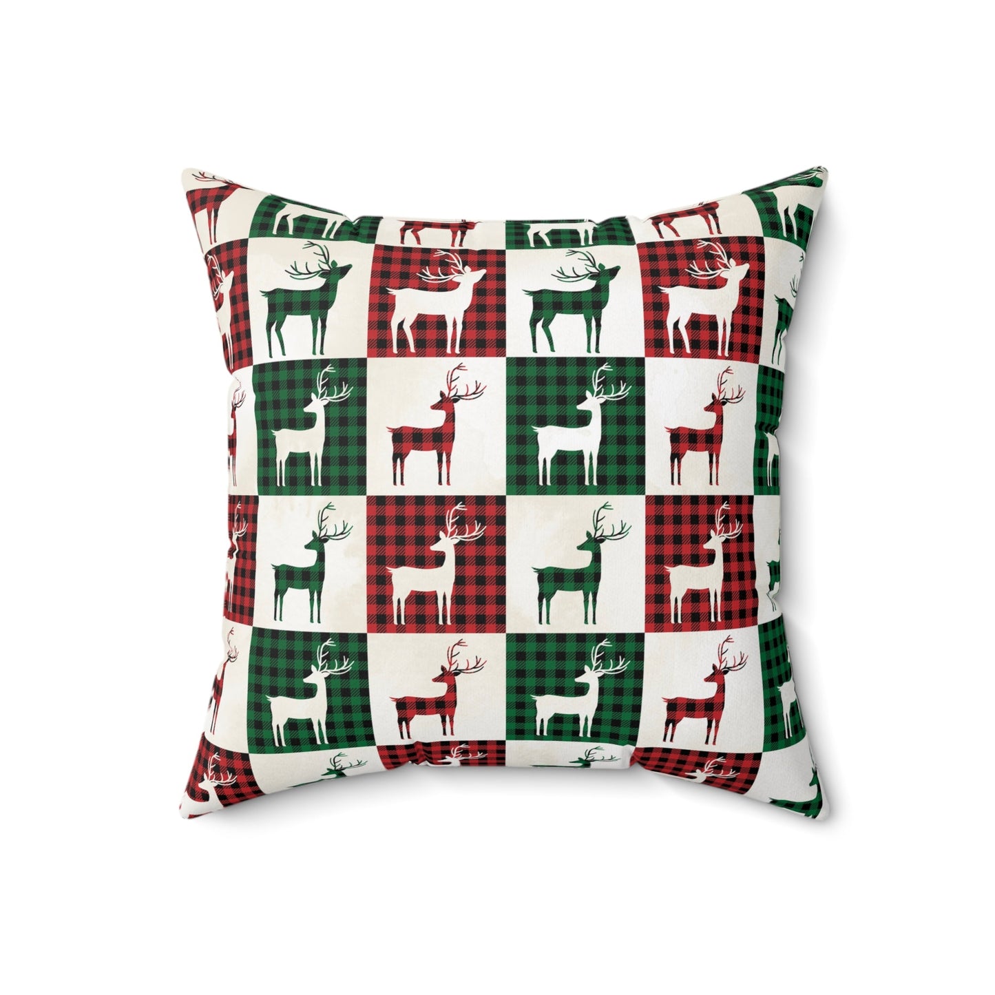Reindeer Plaid Rhapsody Square Pillow - ZumBuys