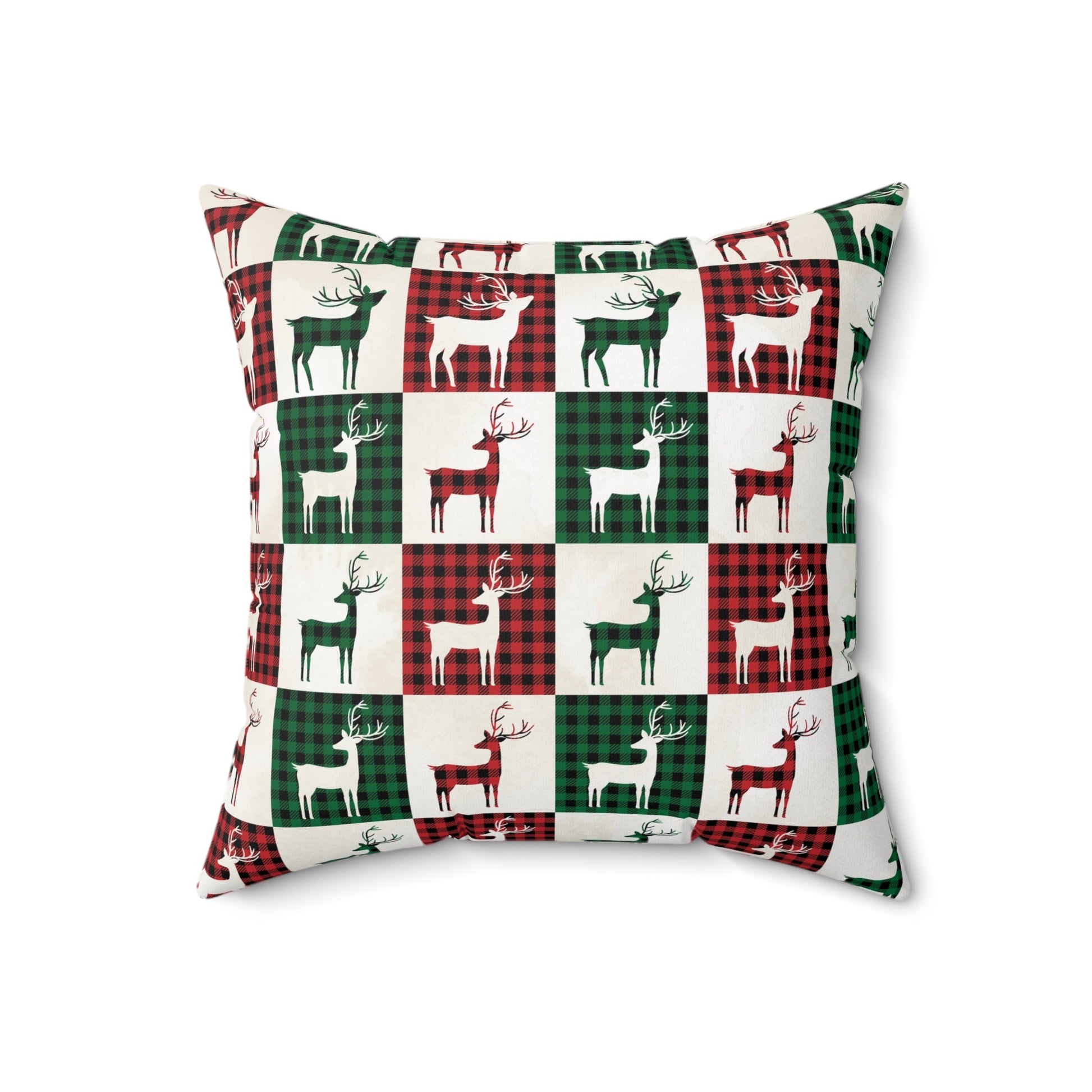 Reindeer Plaid Rhapsody Square Pillow - ZumBuys