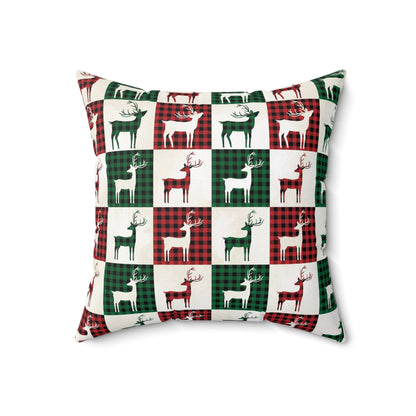 Reindeer Plaid Rhapsody Square Pillow - ZumBuys