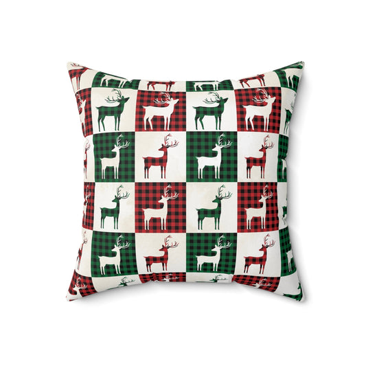 Reindeer Plaid Rhapsody Square Pillow - ZumBuys
