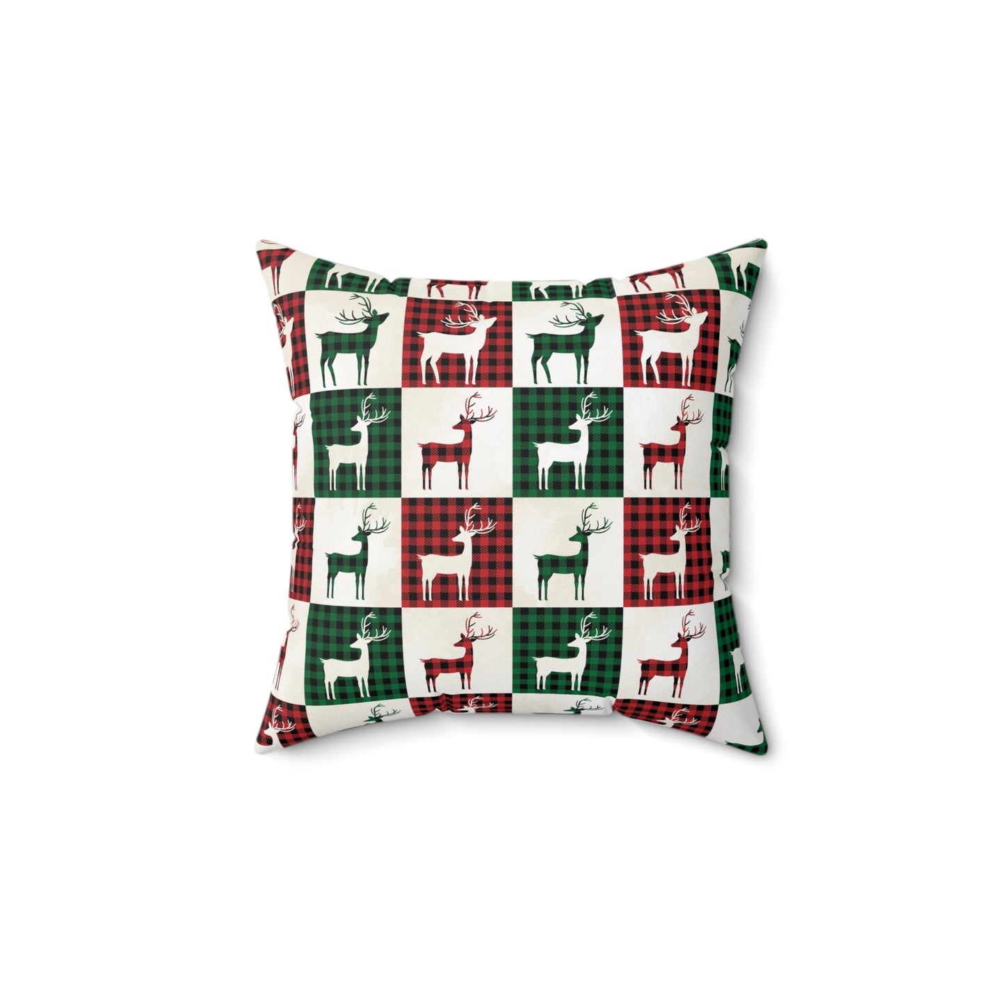 Reindeer Plaid Rhapsody Square Pillow - ZumBuys
