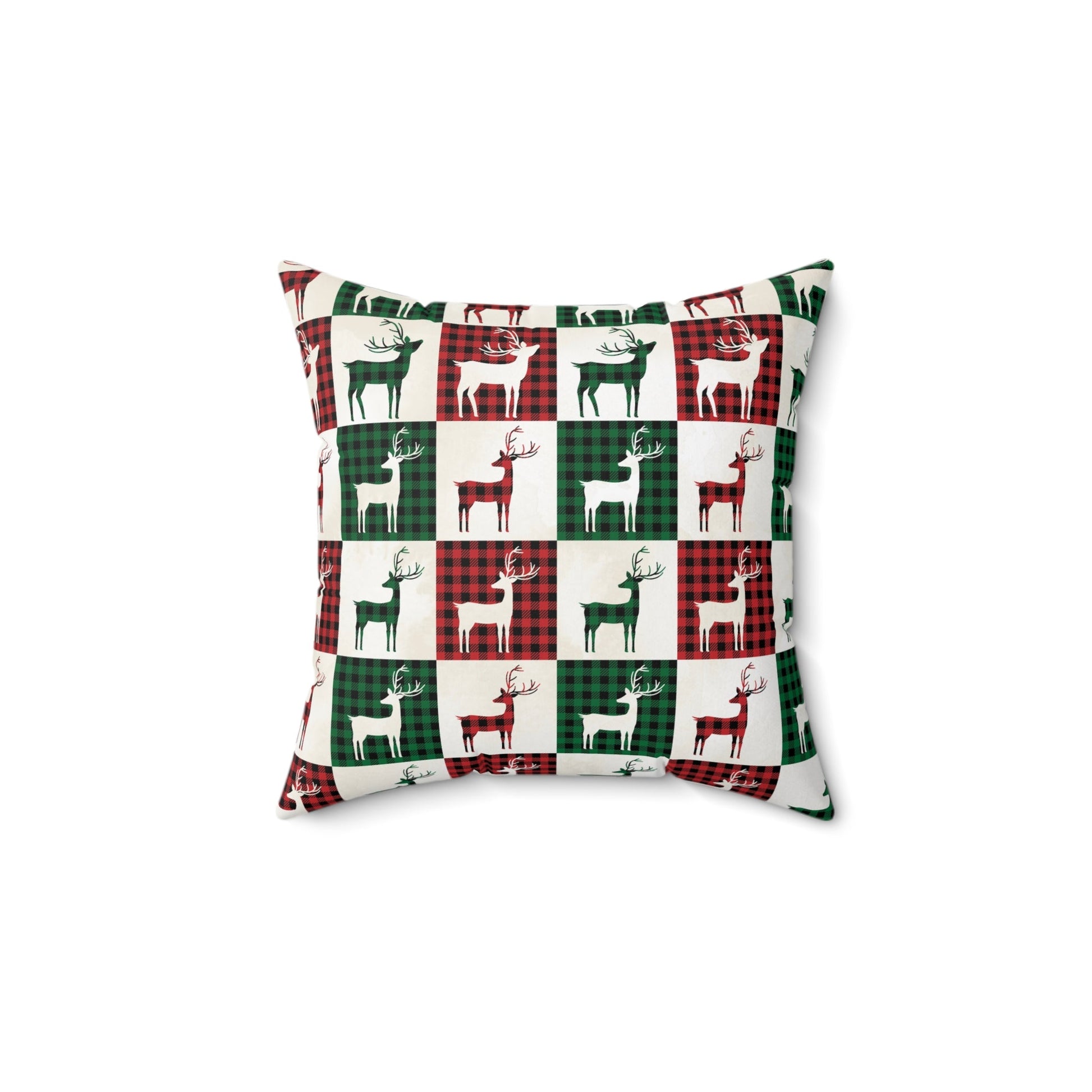 Reindeer Plaid Rhapsody Square Pillow - ZumBuys