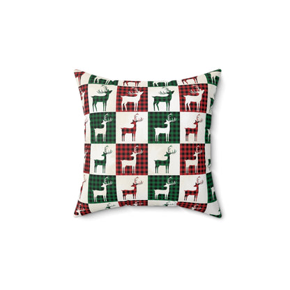 Reindeer Plaid Rhapsody Square Pillow - ZumBuys