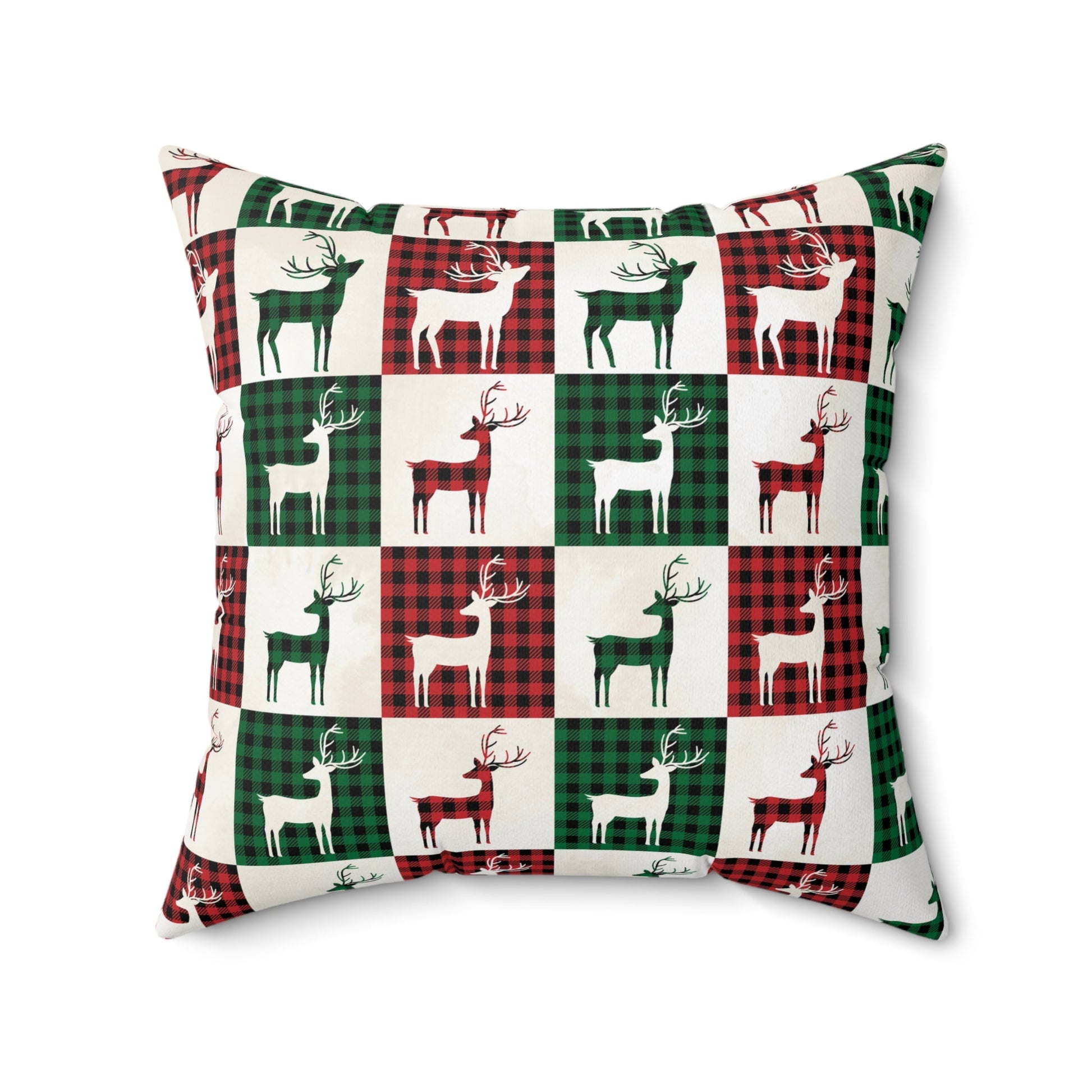 Reindeer Plaid Rhapsody Square Pillow - ZumBuys
