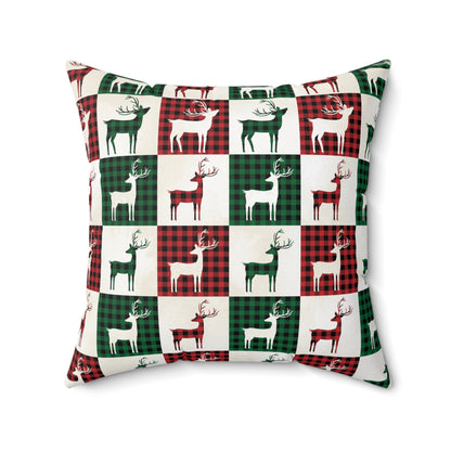 Reindeer Plaid Rhapsody Square Pillow - ZumBuys