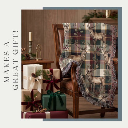 Reindeer Plaid Rhapsody Woven Blanket - ZumBuys