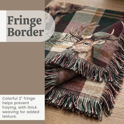 Reindeer Plaid Rhapsody Woven Blanket - ZumBuys