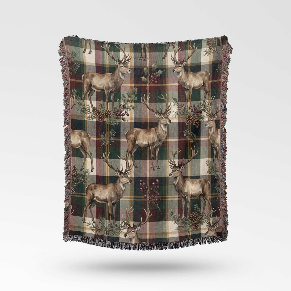 Reindeer Plaid Rhapsody Woven Blanket - ZumBuys