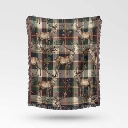 Reindeer Plaid Rhapsody Woven Blanket - ZumBuys