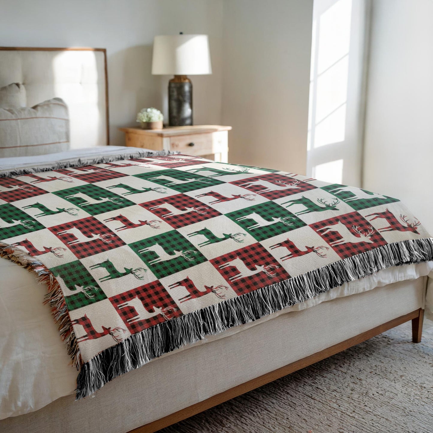 Reindeer Plaid Rhapsody Woven Blankets - ZumBuys