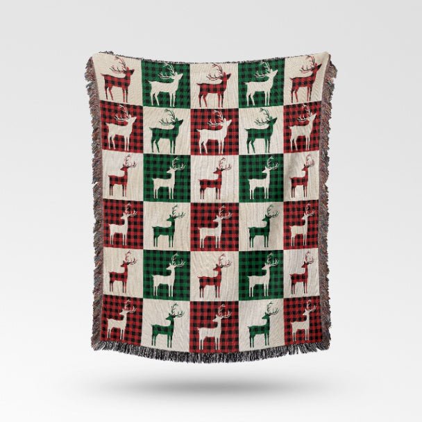 Reindeer Plaid Rhapsody Woven Blankets - ZumBuys