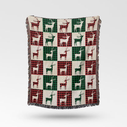 Reindeer Plaid Rhapsody Woven Blankets - ZumBuys