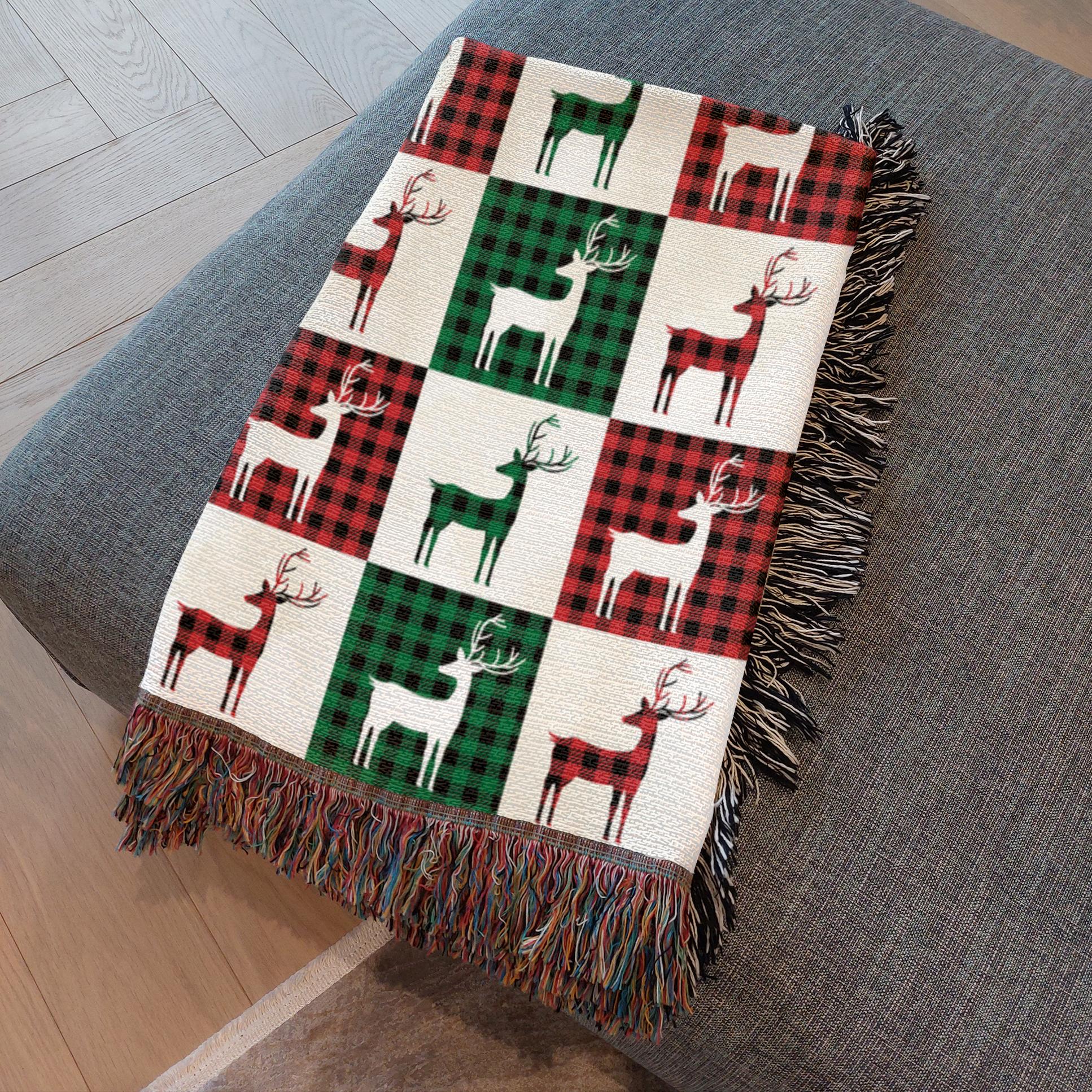 Reindeer Plaid Rhapsody Woven Blankets - ZumBuys