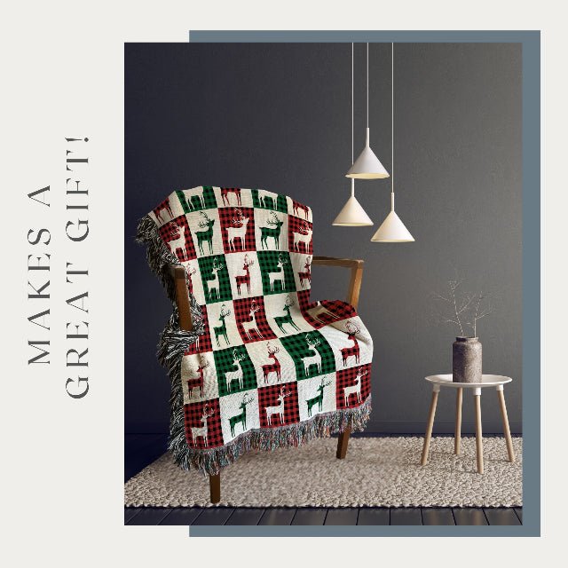 Reindeer Plaid Rhapsody Woven Blankets - ZumBuys