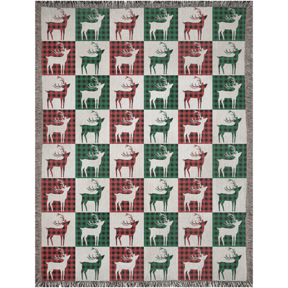 Reindeer Plaid Rhapsody Woven Blankets - ZumBuys