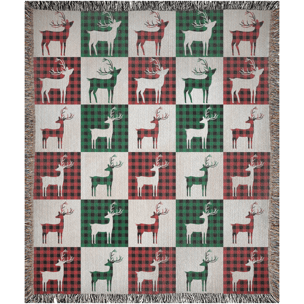 Reindeer Plaid Rhapsody Woven Blankets - ZumBuys