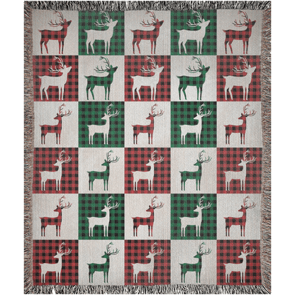 Reindeer Plaid Rhapsody Woven Blankets - ZumBuys