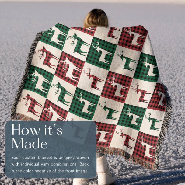 Reindeer Plaid Rhapsody Woven Blankets - ZumBuys
