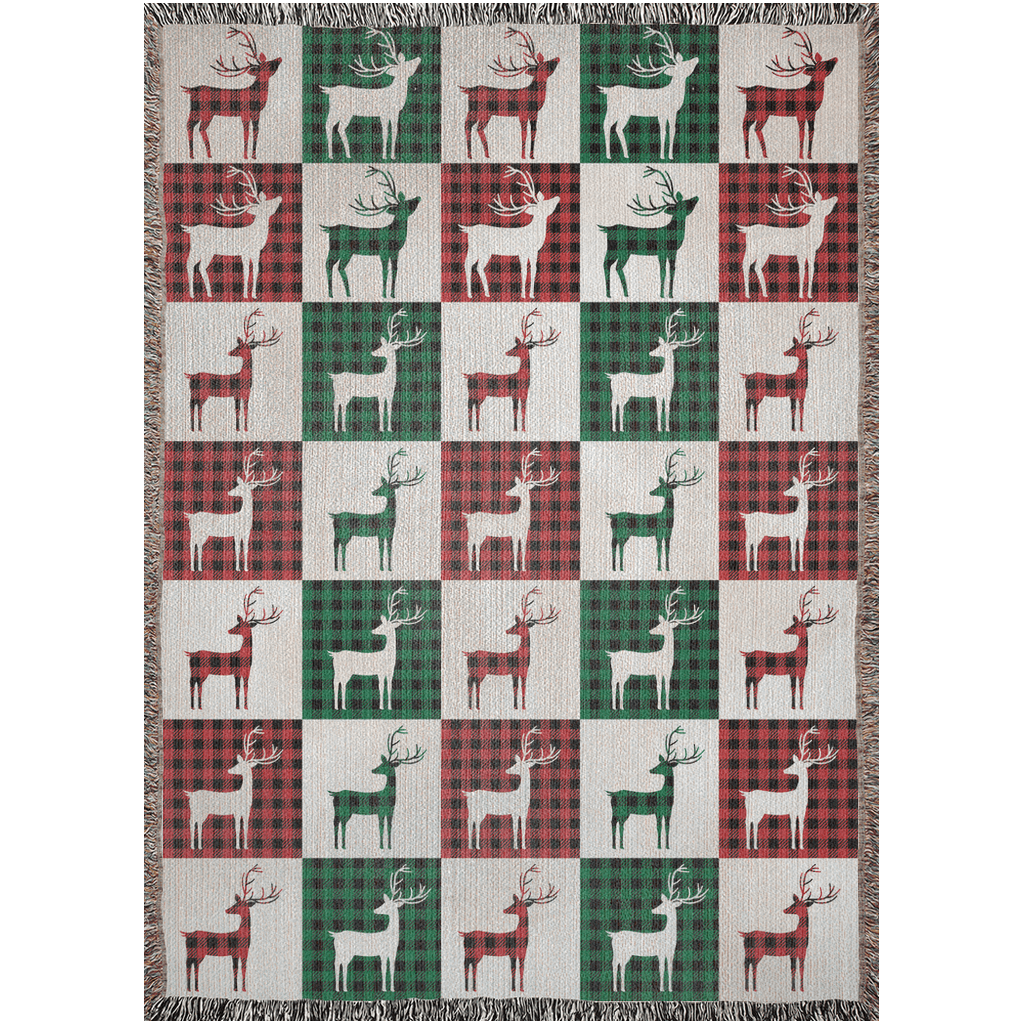 Reindeer Plaid Rhapsody Woven Blankets - ZumBuys