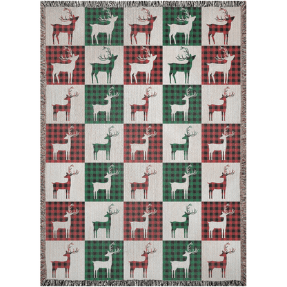 Reindeer Plaid Rhapsody Woven Blankets - ZumBuys