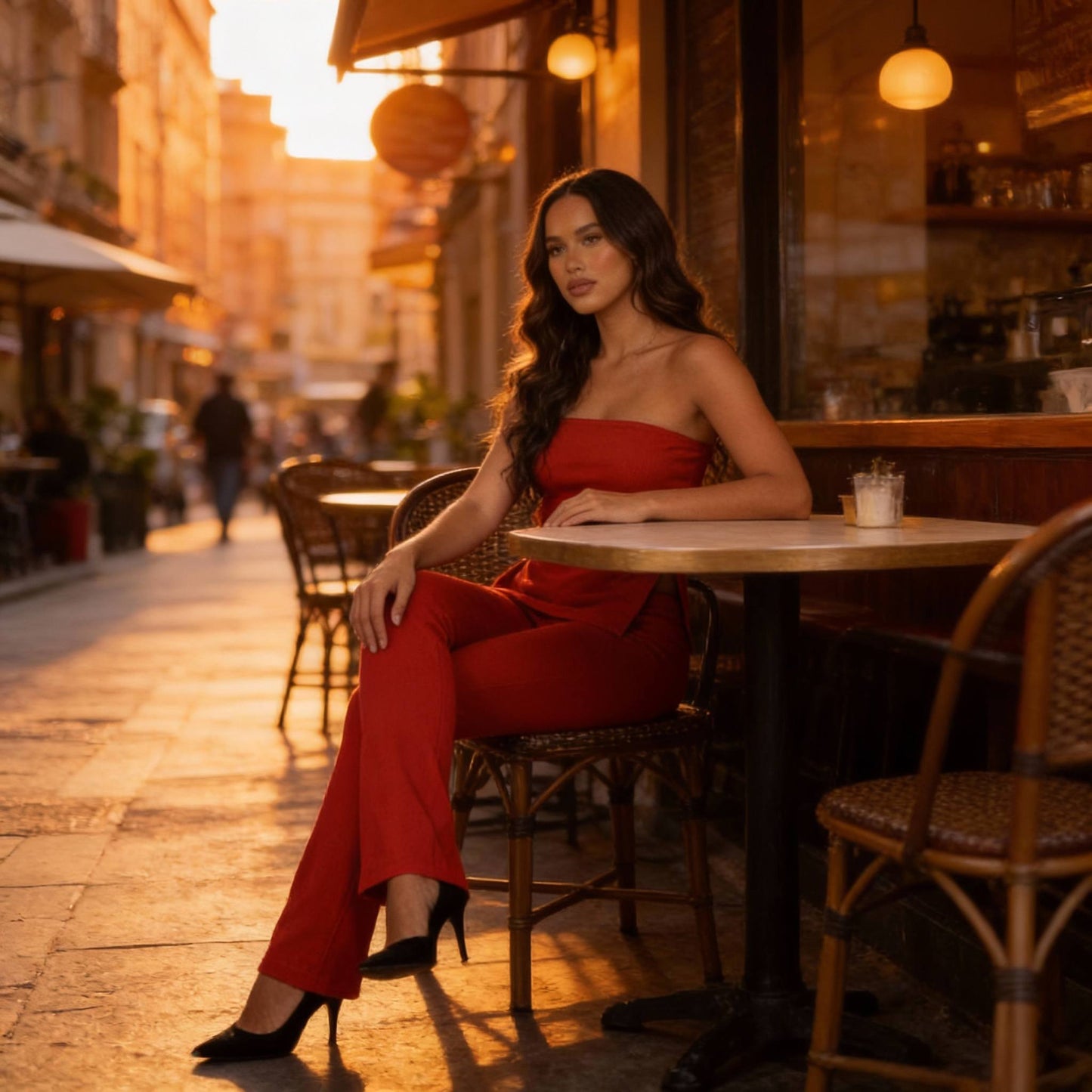 Ribbed Slit Tube Top & High - waist Flare Pants Set - ZumBuys