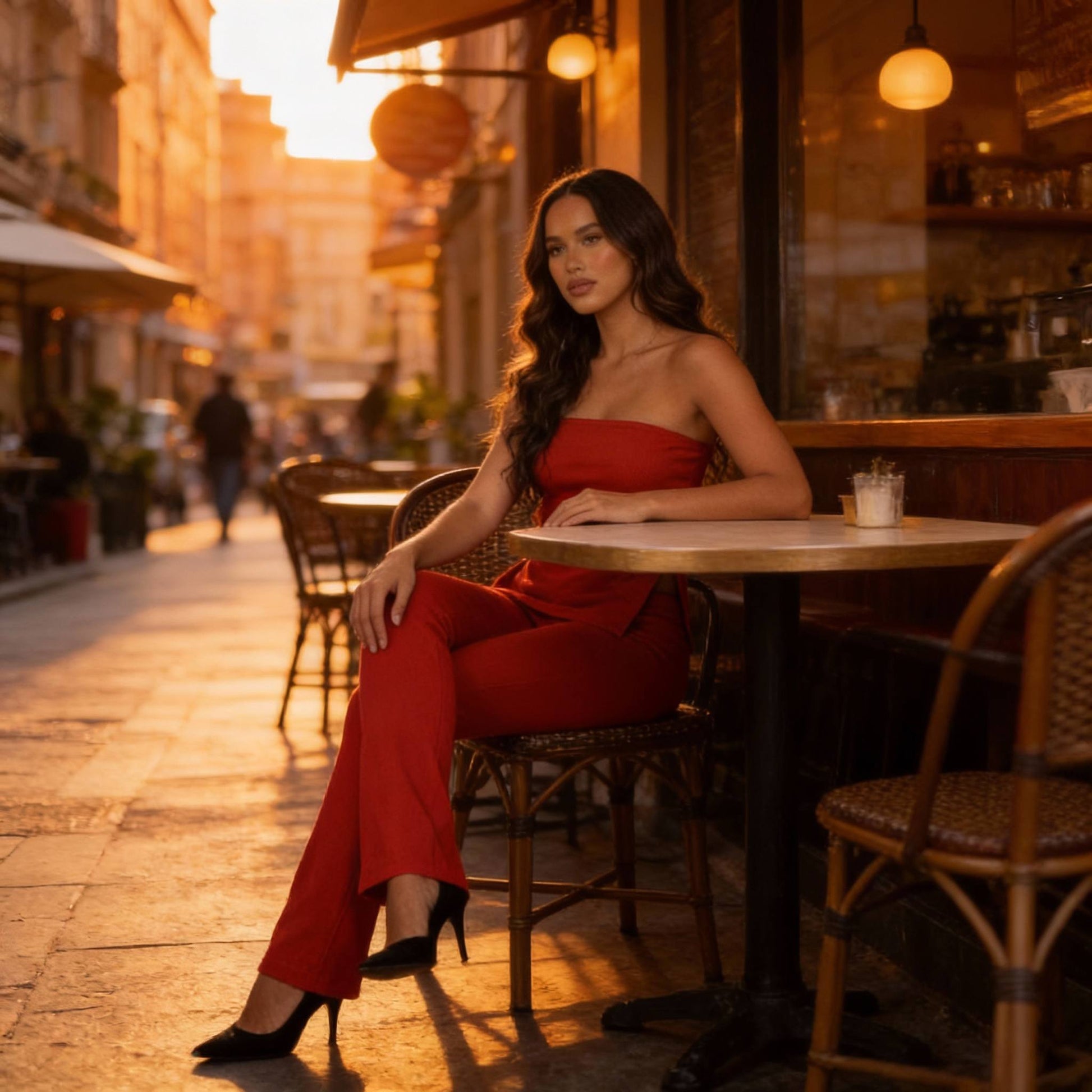 Ribbed Slit Tube Top & High - waist Flare Pants Set - ZumBuys