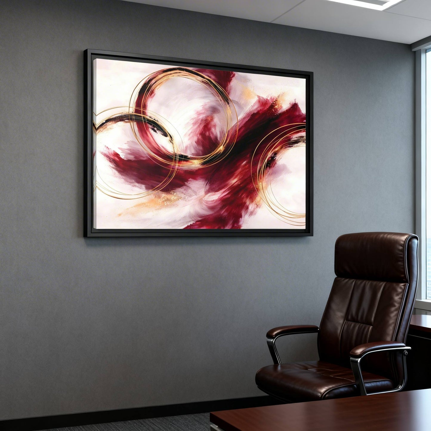 Ruby Symphony Swirl Matte Canvas, Framed (Multi - color) - ZumBuys