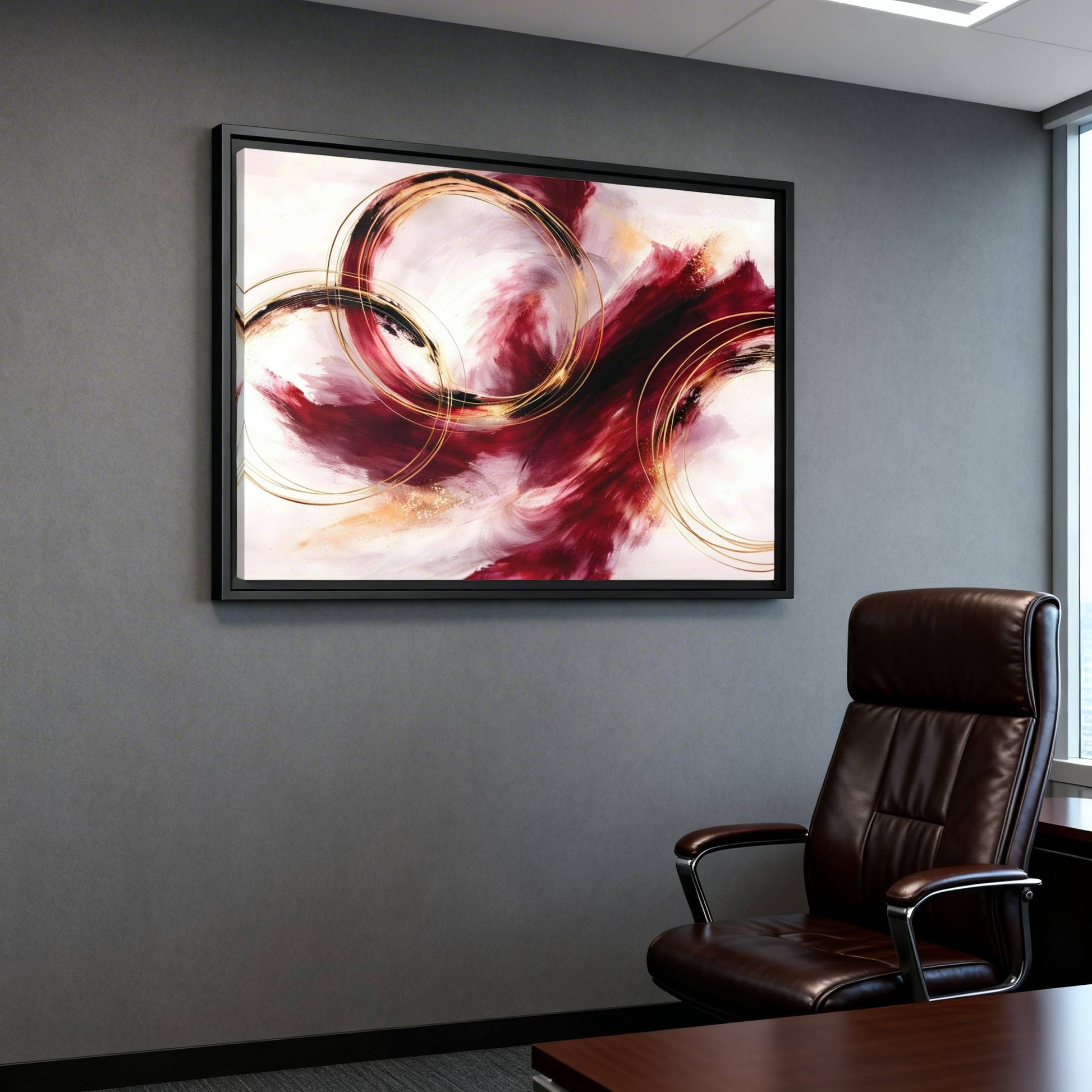 Ruby Symphony Swirl Matte Canvas, Framed (Multi - color) - ZumBuys