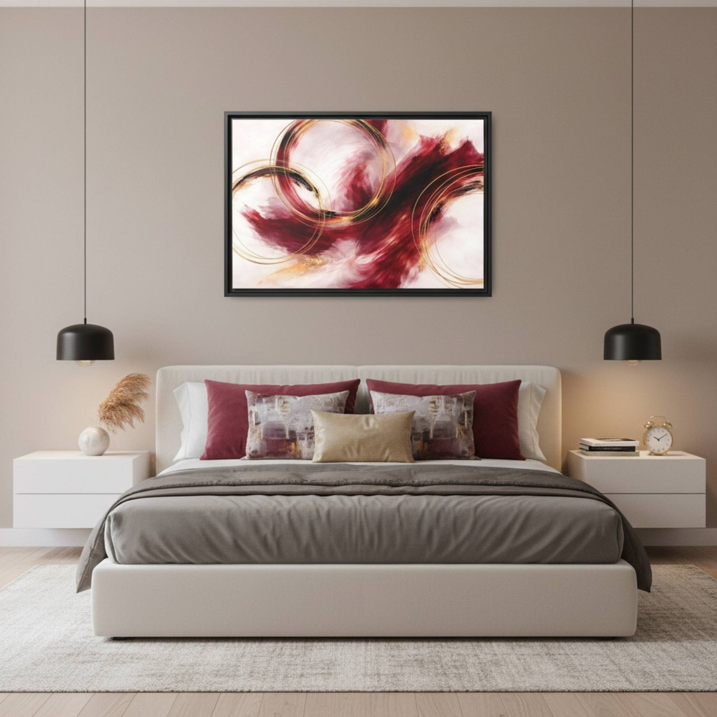 Ruby Symphony Swirl Matte Canvas, Framed (Multi - color) - ZumBuys