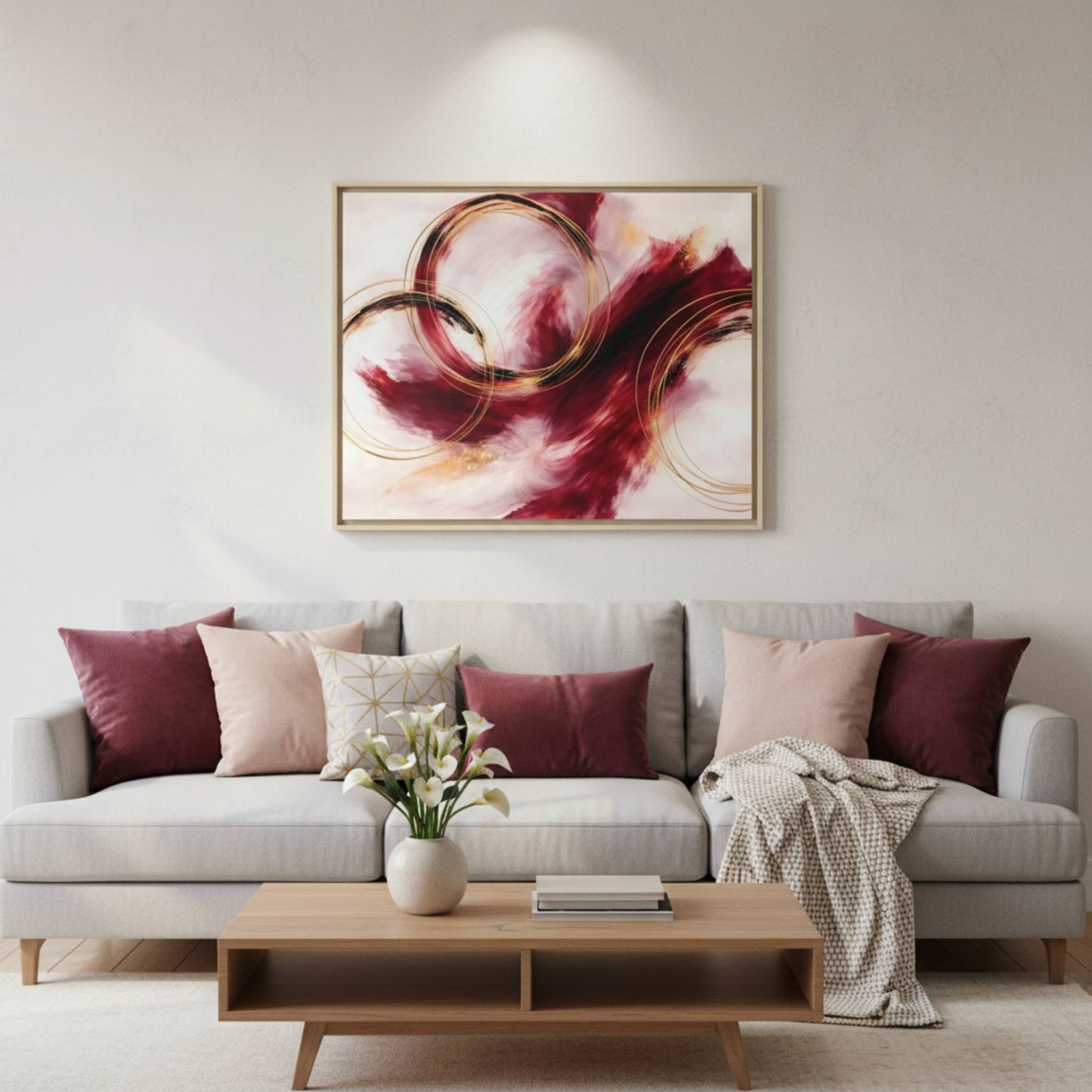 Ruby Symphony Swirl Matte Canvas, Framed (Multi - color) - ZumBuys